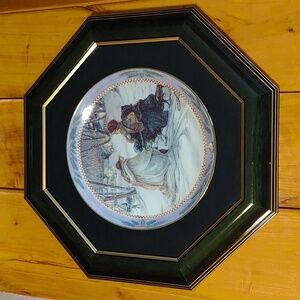 🍁TRISHA ROMANCE EVENING SKATERS FRAMED COLLECTOR PLATE GRANNYCORE